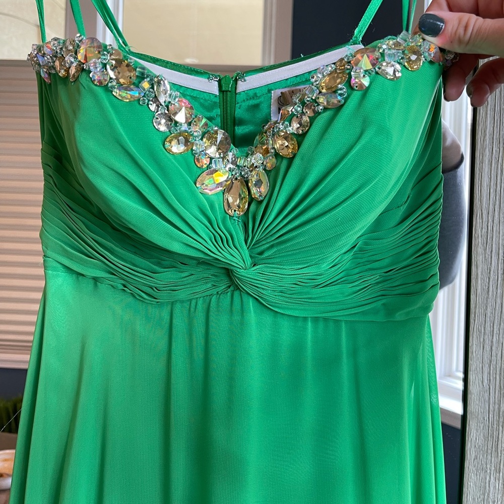 Designer Prom Dress - Green - Picture 5 of 8
